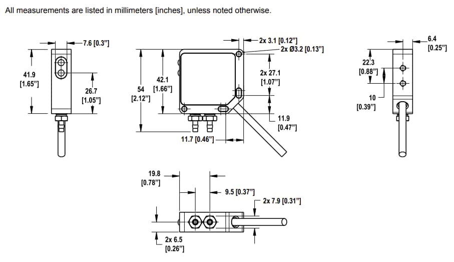 Mechanical Drawing - Banner Engineering QM42-DPSx-2Q Differential Pressure Sensors Mechanical Drawing - Banner Engineering QM42-DPSx-2Q Differential Pressure Sensors