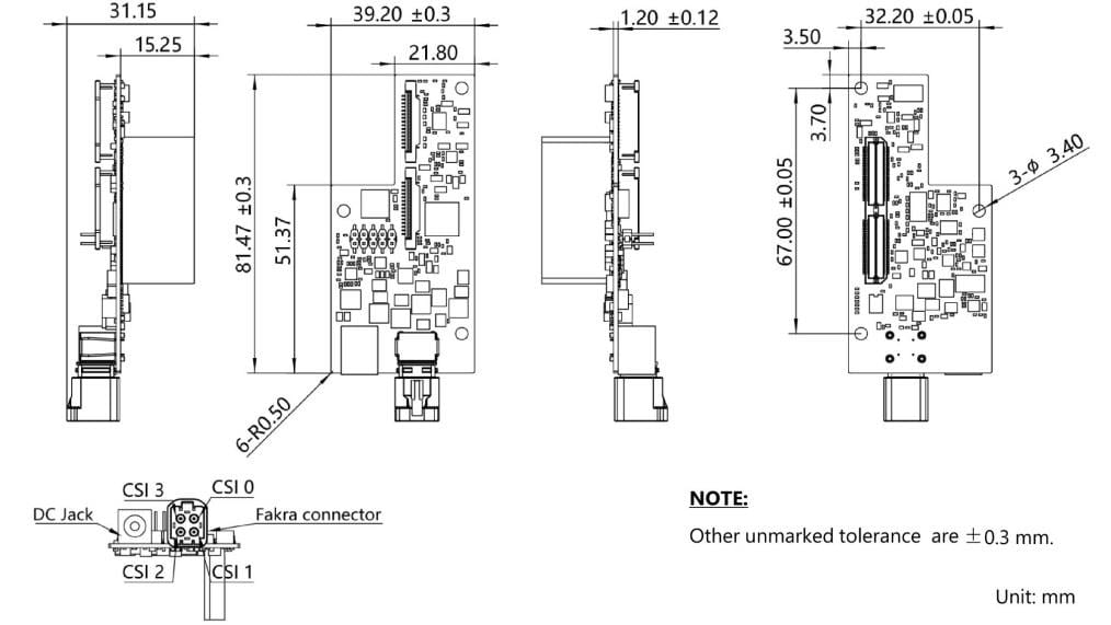 Mechanical Drawing - StereoLabs GMSL2 Capture Card Duo for ZED X cameras Mechanical Drawing - StereoLabs GMSL2 Capture Card Duo for ZED X cameras